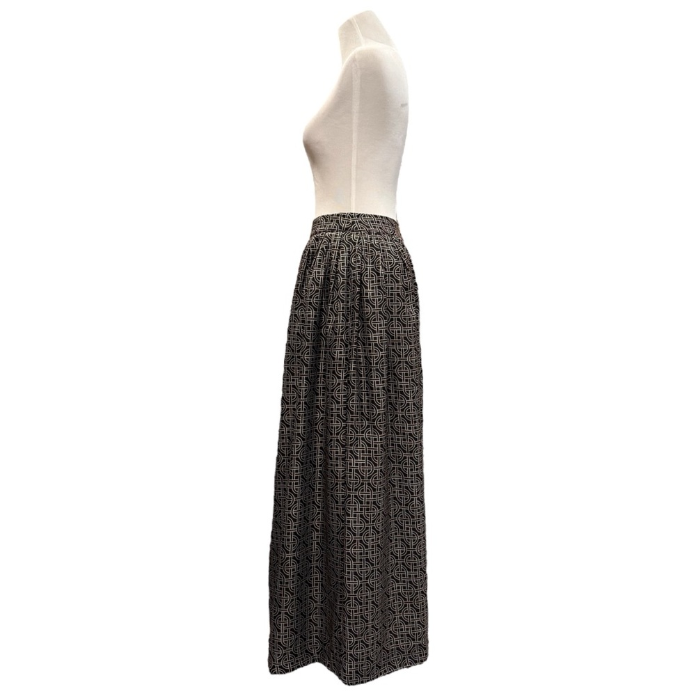 Elizabeth McKay Hong Kong Silk Maxi Skirt Black Gold Metro Print Women’s size 4 - Picture 7 of 12